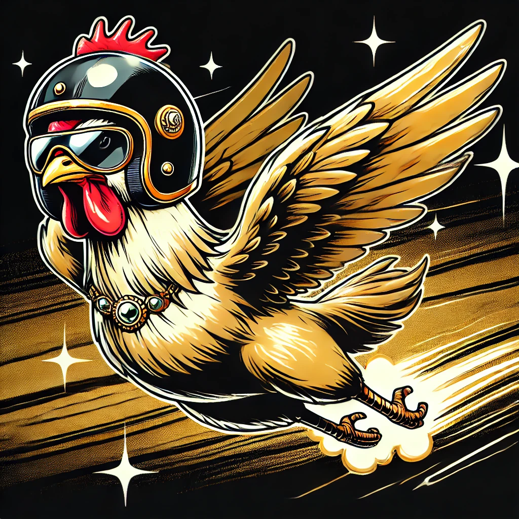 Gallina volando con casco Premium